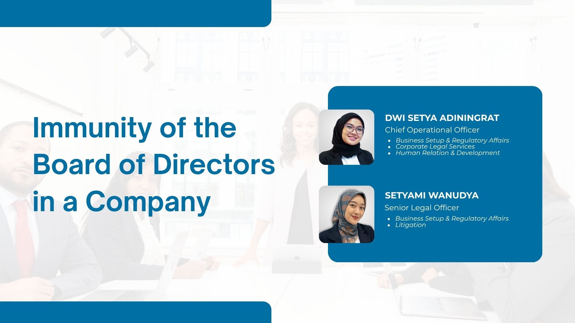 Immunity of the Board of Directors in a Company